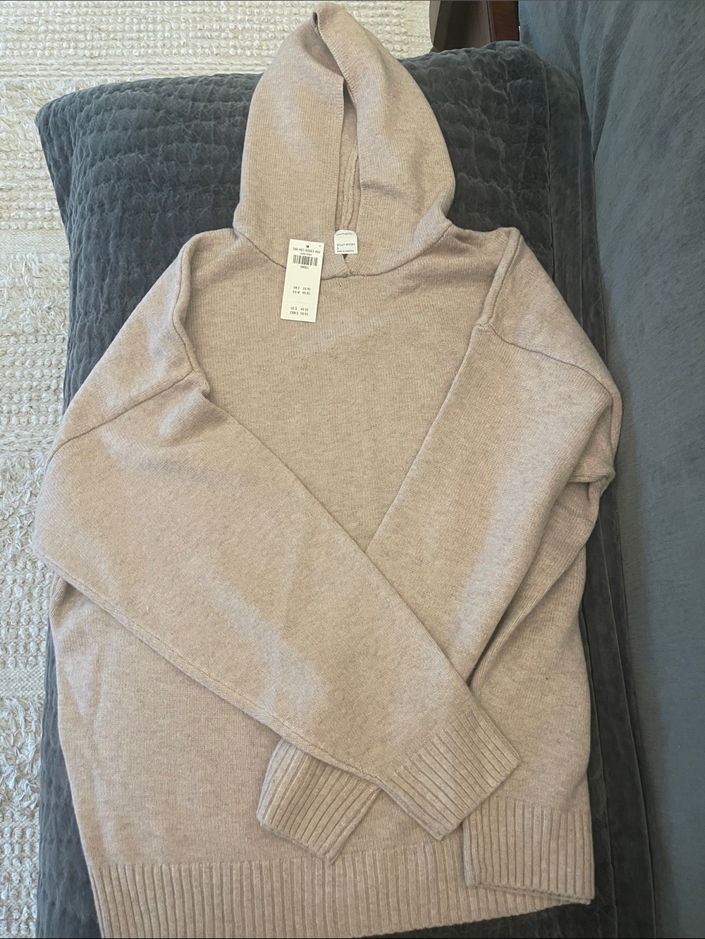 Gilly Hicks Light Beige Hooded Knit Turtleneck Sweater